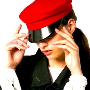 NWOT RUSLAN BAGINSKIY RED WOOL BAKER BOY CAP SIZE M $175 ON RUSLAN NOW FOR $220!